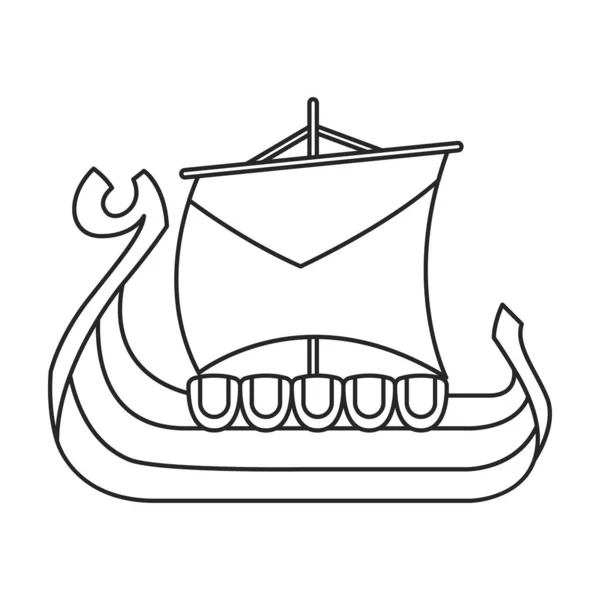 Ship viking vector icon.Outline vector pictogram geïsoleerd op witte achtergrond schip viking. — Stockvector