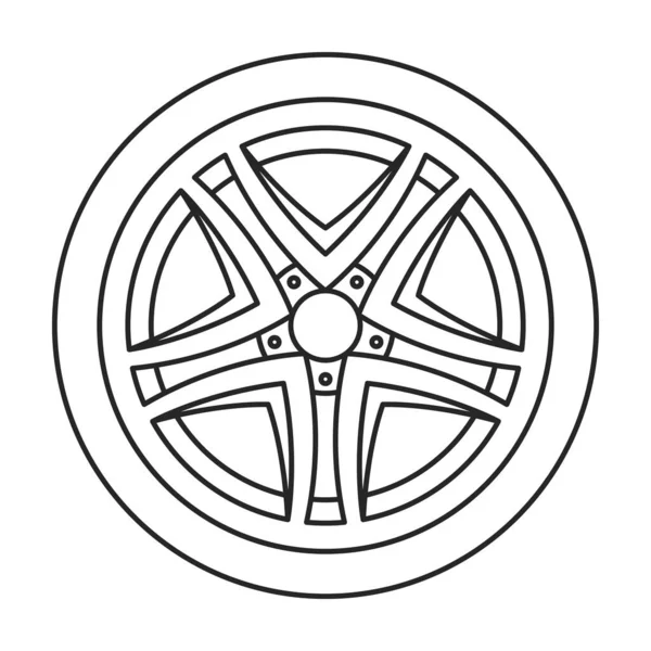 Icono de vector de coche de rueda. Icono de vector de contorno aislado en coche de rueda de fondo blanco. — Vector de stock
