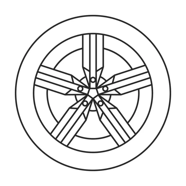 Wheel car vector icon.Outline vector icon isolated on white background wheel car. — Stock Vector