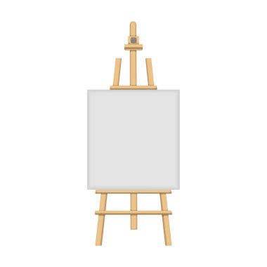 Easel vektör karikatür simgesi. Beyaz arkaplanda vektör illüstrasyon sehpası. İzole edilmiş çizgi film resimleme tuval simgesi ayakta .