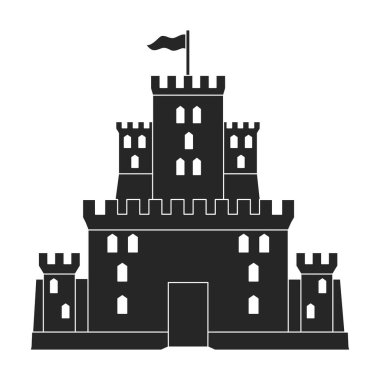 Castle vektör simgesi. Beyaz arka plan kalesinde siyah vektör simgesi izole edildi.