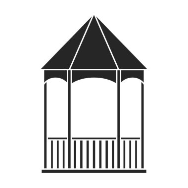 Pergola vektör simgesinin ahşap çardağı. Siyah vektör simgesi, pergola 'nın beyaz arkaplan ahşap çardağında izole edilmiş. .