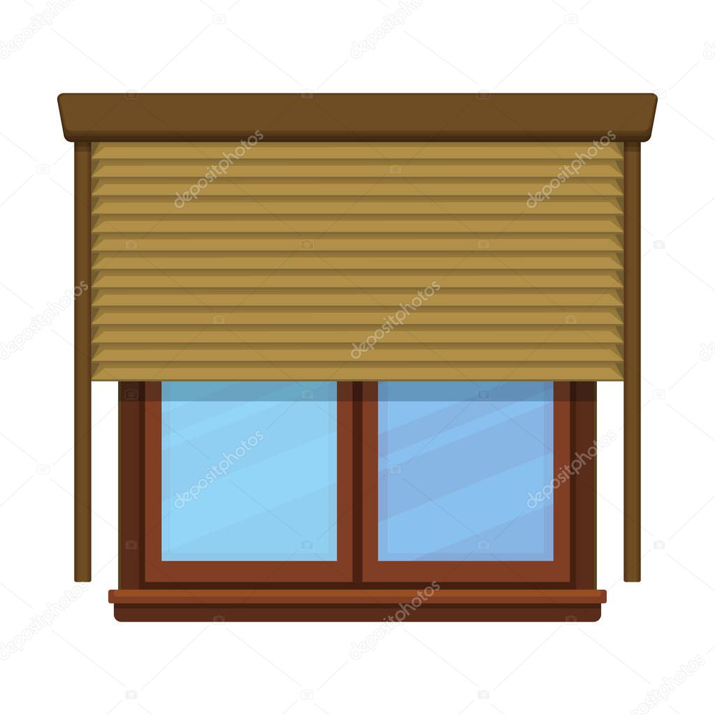 Window blind vector cartoon icon. Vector illustration jalousie house on white background. Isolated cartoon illustration logo of window blind .