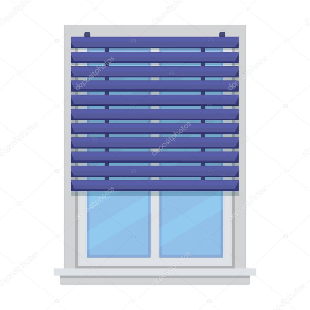 Window blind vector cartoon icon. Vector illustration jalousie house on white background. Isolated cartoon illustration logo of window blind .