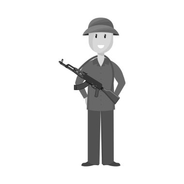 Vietnamlı ve asker logosunun izole edilmiş bir nesnesi. Hisse senedi için Vietnamca ve insan vektör simgesi koleksiyonu.