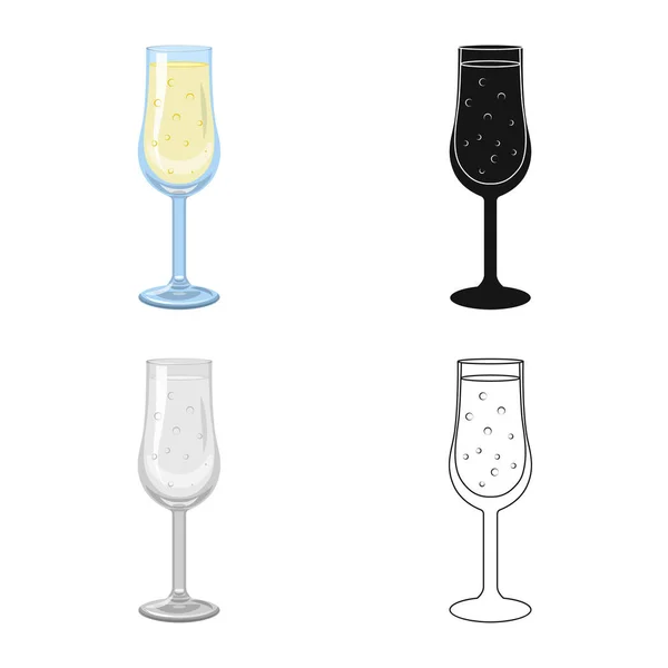 Vektor-Design von Champagner und Glasschild. Kollektion von Champagner und transparentem Vektor-Symbol für Aktien. — Stockvektor