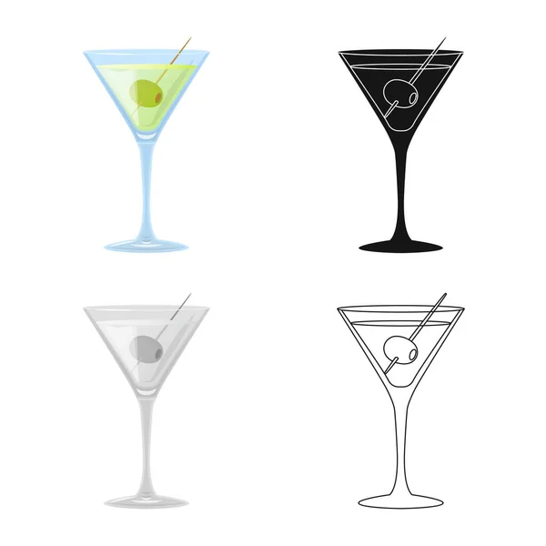 Vector illustration of martini and glass icon. Collection of martini and alcohol vector icon for stock. Vector Graphics