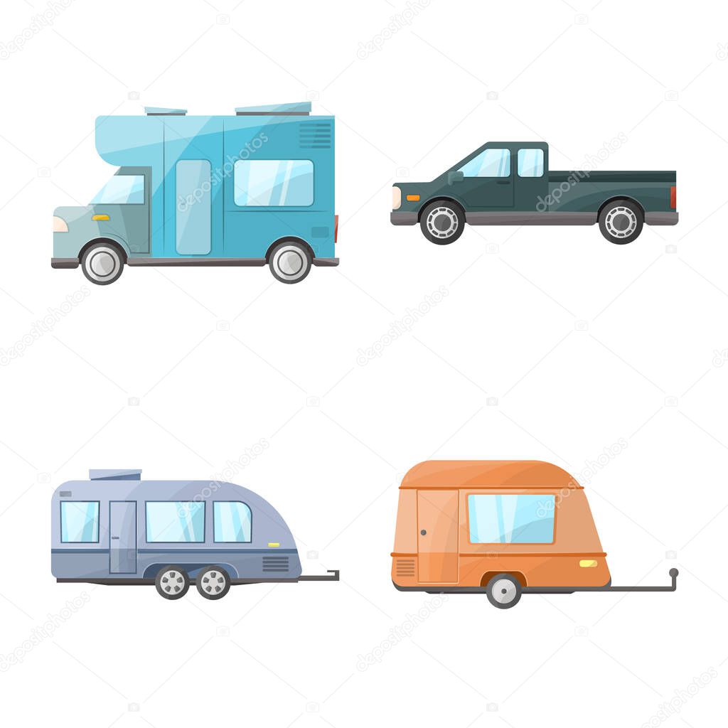 Vector design of transport and auto icon. Set of transport and journey vector icon for stock.