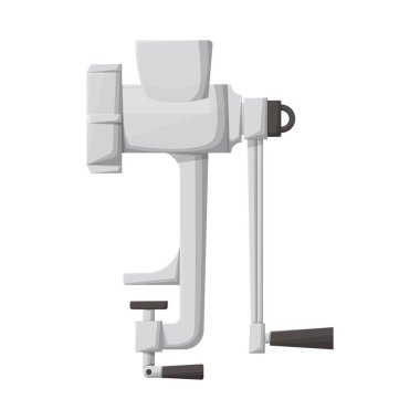 Etten ve öğütücüden izole bir nesne. Et ve vintage stok vektör illüstrasyonunun web ögesi.