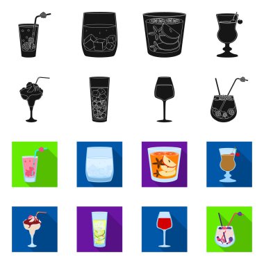 Likör ve restoran sembolü vektör illüstrasyon. Stok için likör ve bileşen vektör simgesi seti.