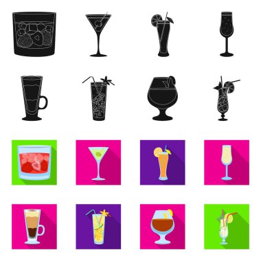 Likör ve restoran simgesiizole nesne. Stok için likör ve bileşen vektör simgesi seti.