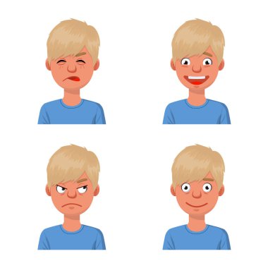 Yüz ve erkek sembolüvektör illüstrasyon. Yüz ve genç stok vektör illüstrasyon seti.