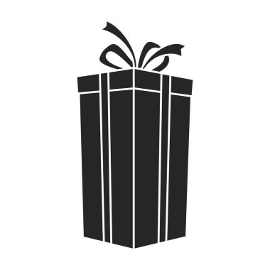 Hediye kutusu vektör simgesi. Siyah vektör simgesi beyaz arkaplan hediye kutusunda izole edildi .