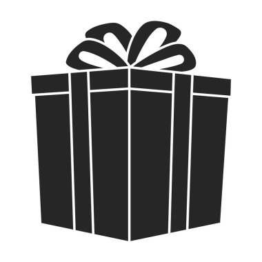 Hediye kutusu vektör simgesi. Siyah vektör simgesi beyaz arkaplan hediye kutusunda izole edildi .