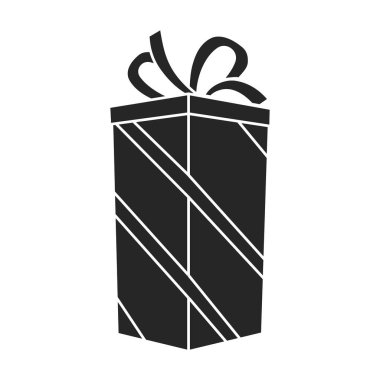 Hediye kutusu vektör simgesi. Siyah vektör simgesi beyaz arkaplan hediye kutusunda izole edildi .