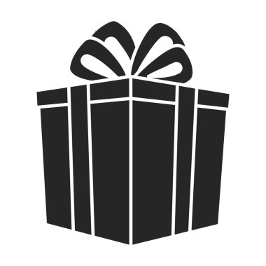 Hediye kutusu vektör simgesi. Siyah vektör simgesi beyaz arkaplan hediye kutusunda izole edildi .