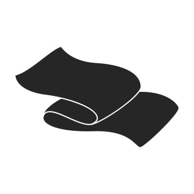 Havlu vektör simgesi. Siyah vektör simgesi beyaz arka plan havlusunda izole edildi.