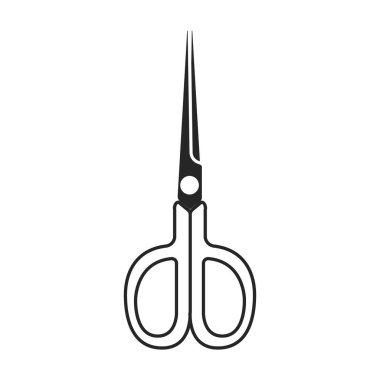 Makas vektör simgesi. Siyah vektör simgesi beyaz arkaplan makasında izole edildi.