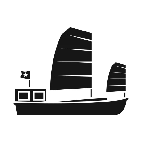 Isolated object of ship and vietnamese icon. Collection of ship and boat vector icon for stock. — Stock Vector