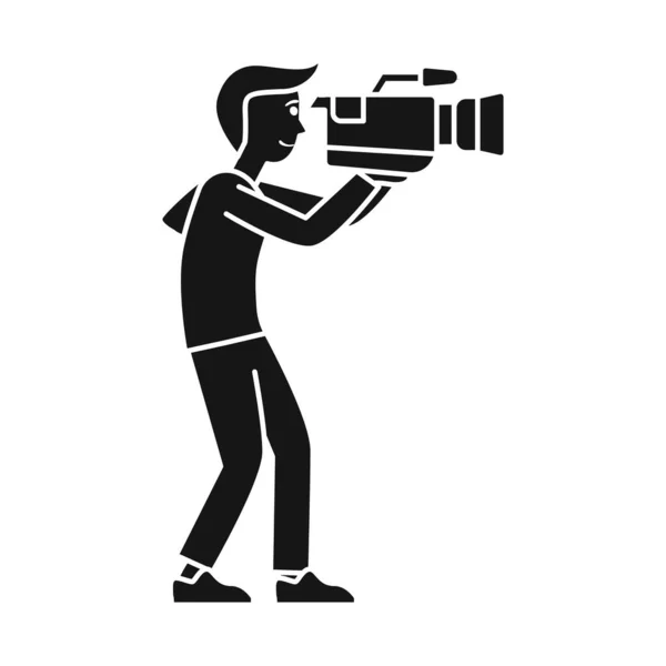 Ilustração vetorial da câmera e do sinal do operador. Elemento Web da câmera e símbolo de estoque de vídeo para web. —  Vetores de Stock