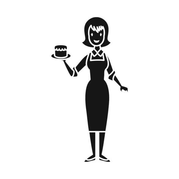 Projekt wektorowy kelnerki i ikony kawy. Grafika kelnerki i kobiety wektor akcji ilustracja. — Wektor stockowy