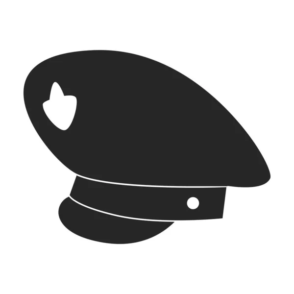 军用帽矢量图标.白色背景军用帽上隔离的黑色矢量图标. — 图库矢量图片