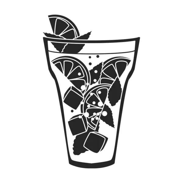 夏季鸡尾酒矢量图标.白色背景夏季鸡尾酒中孤立的黑色矢量图标. — 图库矢量图片