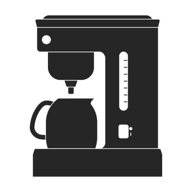 Kahve makinesi vektör simgesi. Siyah vektör simgesi beyaz fonda izole edilmiş..