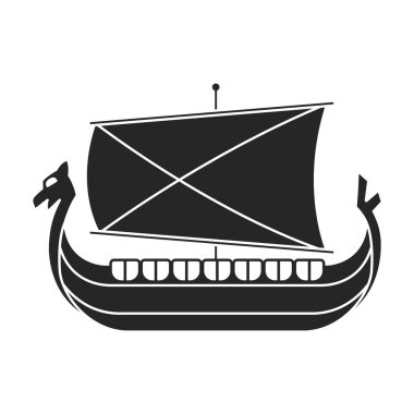 Gemi Viking vektör simgesi. Siyah vektör simgesi beyaz arka plan viking gemisinde izole edildi.