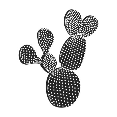 Çiçek vektör ikonu kaktüsü. Siyah vektör ikonu, çiçeğin beyaz arka plan kaktüsünde izole edilmiş..