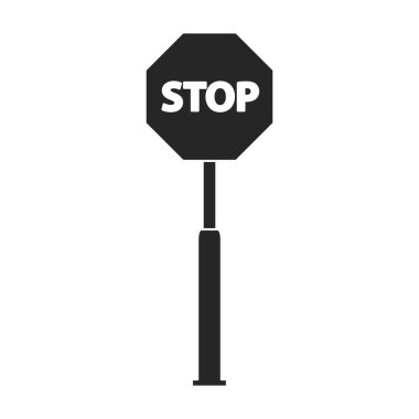 Yol işareti simgesi. Siyah vektör simgesi işareti beyaz arkaplanda izole edildi .