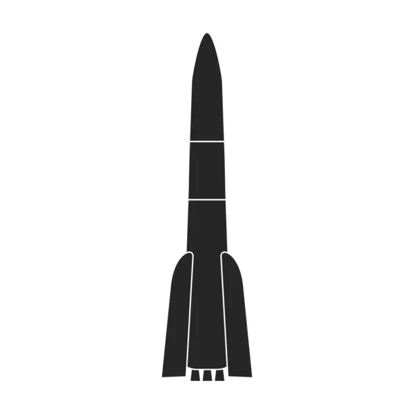 Icona vettoriale nero isolato su razzo spaziale sfondo bianco. — Vettoriale Stock