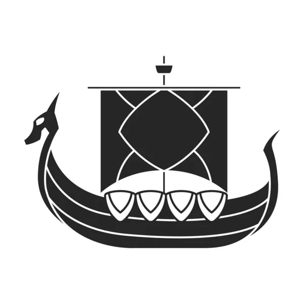 Ikona vektoru lodi viking.Black vektor ikona izolované na bílém pozadí loď viking. — Stockový vektor
