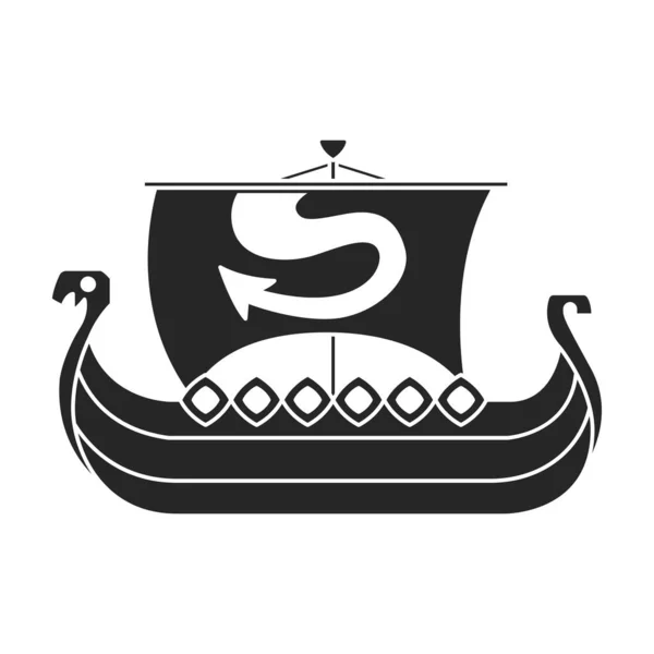 Schiff Wikinger Vektor icon.Black Vektor Symbol isoliert auf weißem Hintergrund Schiff Wikinger. — Stockvektor