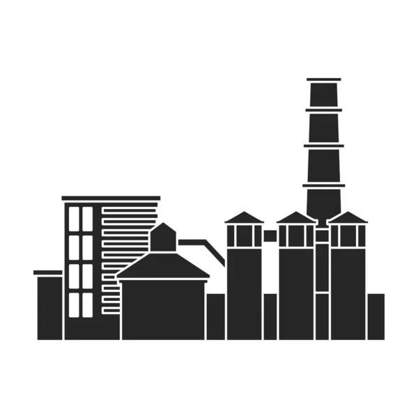 Vetor de construção de fábrica icon.Black vetor ícone isolado no fundo branco fábrica edifício. — Vetor de Stock