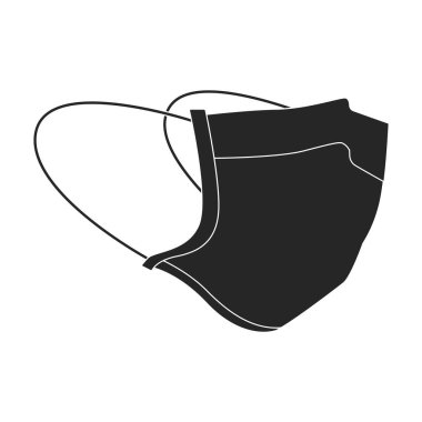 Tıbbi maske vektör simgesi. Siyah vektör simgesi beyaz arka plan tıbbi maskesi üzerinde izole edildi.