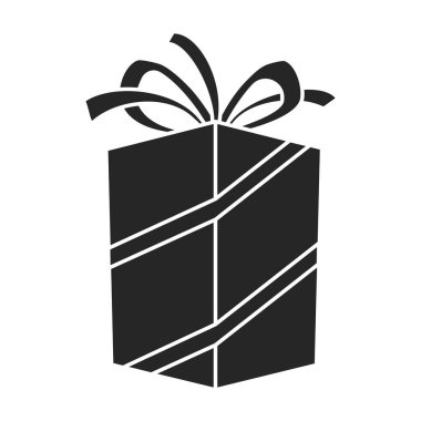 Hediye kutusu vektör simgesi. Siyah vektör simgesi beyaz arkaplan hediye kutusunda izole edildi .