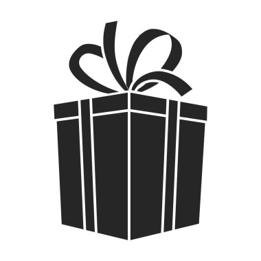 Hediye kutusu vektör simgesi. Siyah vektör simgesi beyaz arkaplan hediye kutusunda izole edildi .