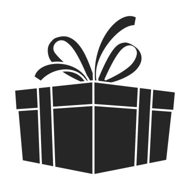 Hediye kutusu vektör simgesi. Siyah vektör simgesi beyaz arkaplan hediye kutusunda izole edildi .