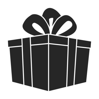 Hediye kutusu vektör simgesi. Siyah vektör simgesi beyaz arkaplan hediye kutusunda izole edildi .