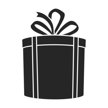 Hediye kutusu vektör simgesi. Siyah vektör simgesi beyaz arkaplan hediye kutusunda izole edildi .