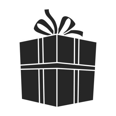 Hediye kutusu vektör simgesi. Siyah vektör simgesi beyaz arkaplan hediye kutusunda izole edildi .