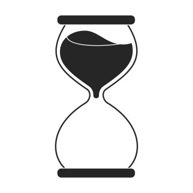 Kum saati vektör simgesi. Siyah vektör simgesi beyaz arkaplan kum saatinde izole edildi.