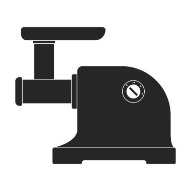 Öğütücü et vektör simgesi. Siyah vektör simgesi beyaz arkaplan öğütücüsünde izole edildi.