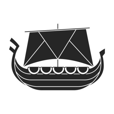 Gemi Viking vektör simgesi. Siyah vektör simgesi beyaz arka plan viking gemisinde izole edildi.