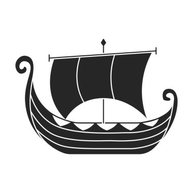 Gemi Viking vektör simgesi. Siyah vektör simgesi beyaz arka plan viking gemisinde izole edildi.