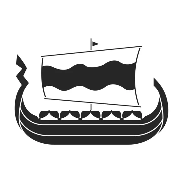 Nave viking vector icon.Black icono del vector aislado en el fondo blanco nave vikinga. — Vector de stock