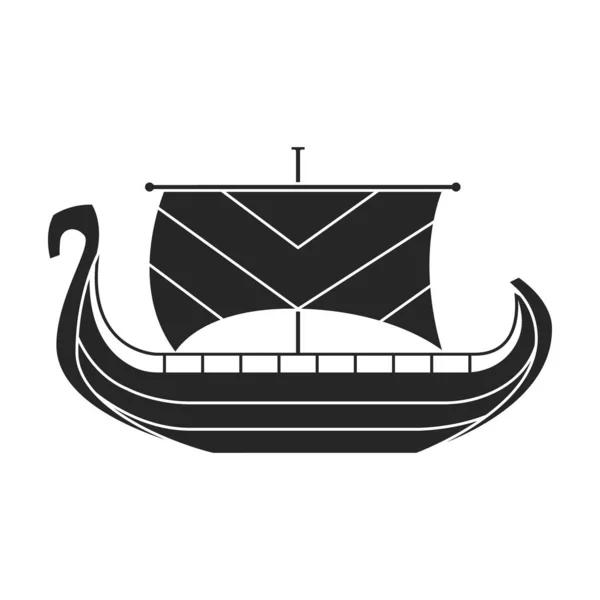 Ship viking vector icon.Black vector icon isolated on white background ship viking. — Stock Vector