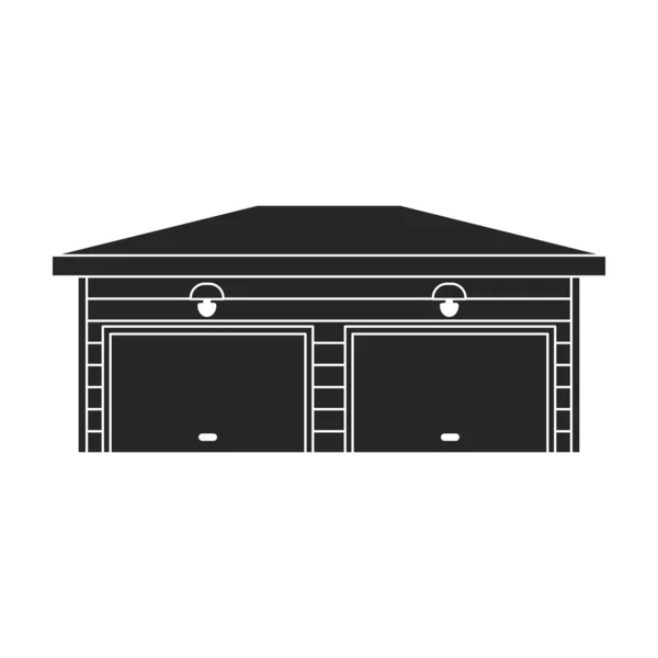 Garagem de construção vetor ícone icon.Black vetor isolado no fundo branco garagem do edifício. — Vetor de Stock