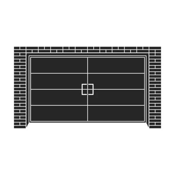 Porta garage vettore icona nera. Illustrazione vettoriale cancello casa su sfondo bianco. Isolato icona illustrazione nera del garage porta. — Vettoriale Stock